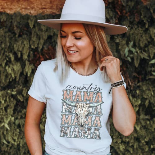 Country Mama | Cow Skull | Crew or Tee for wholesale by Wild Indigo
