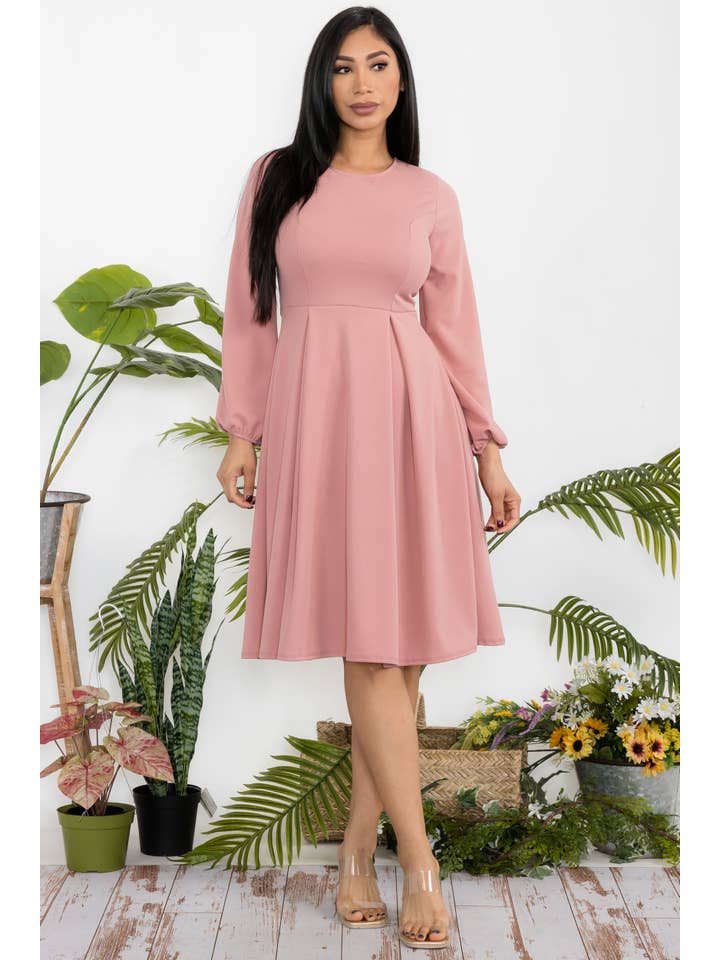 H&H Fashion Inc. - Wholesale Dress - Women's - HH772R-S Midi Babydoll 3/4 Sleeve Dress16