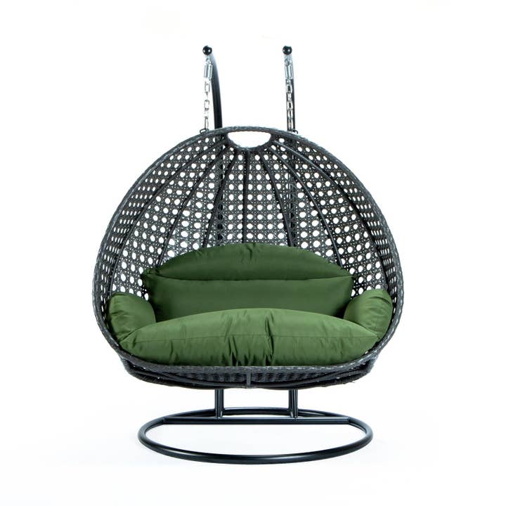 LeisureMod - Wholesale Egg Chair - Modern Charcoal Wicker Hanging Double Seater Egg Swing Chair50