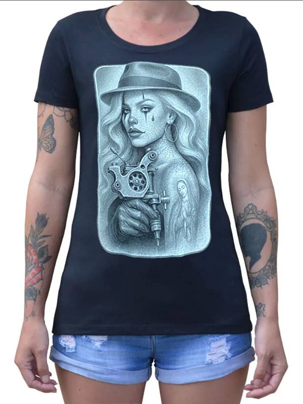 TATTOO PAYASA - Women's Loose Neck Graphic T-Shirt for wholesale by Black Market Art