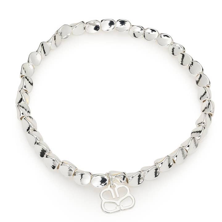 Bracciale con perline elasticizzate in argento Fern per la vendita all'ingrosso da parte di Boho Betty