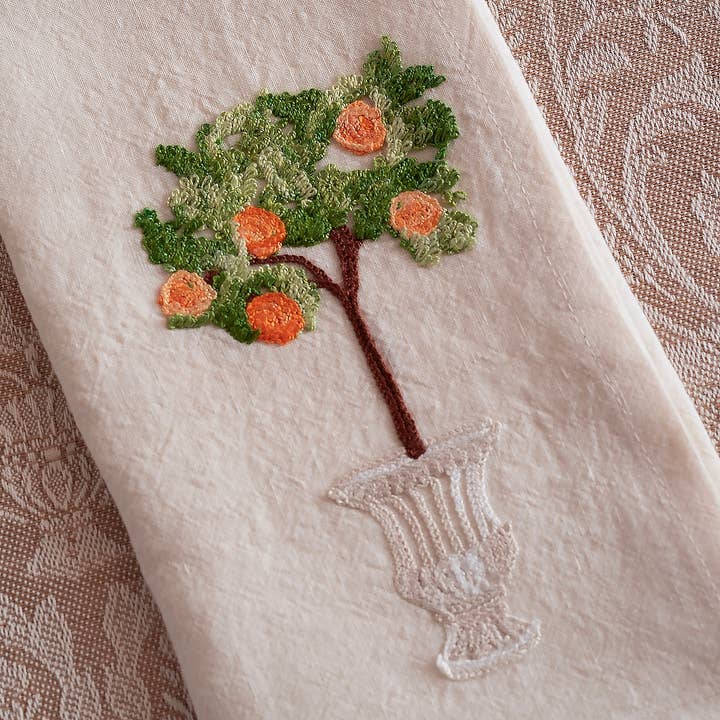 BUSATTI - Wholesale Dinner & Cloth Napkin - ITALIAN GARDEN - Set of 2 embroidered napkins11