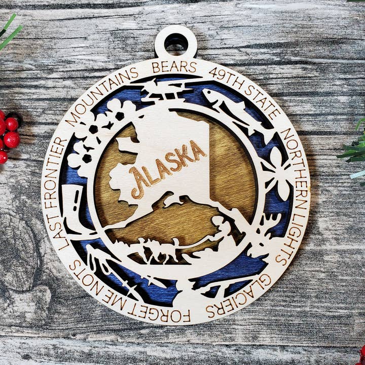 Rock Hill Design Co - Wholesale Ornament - Layered State Wooden Ornaments - 52 US Design1