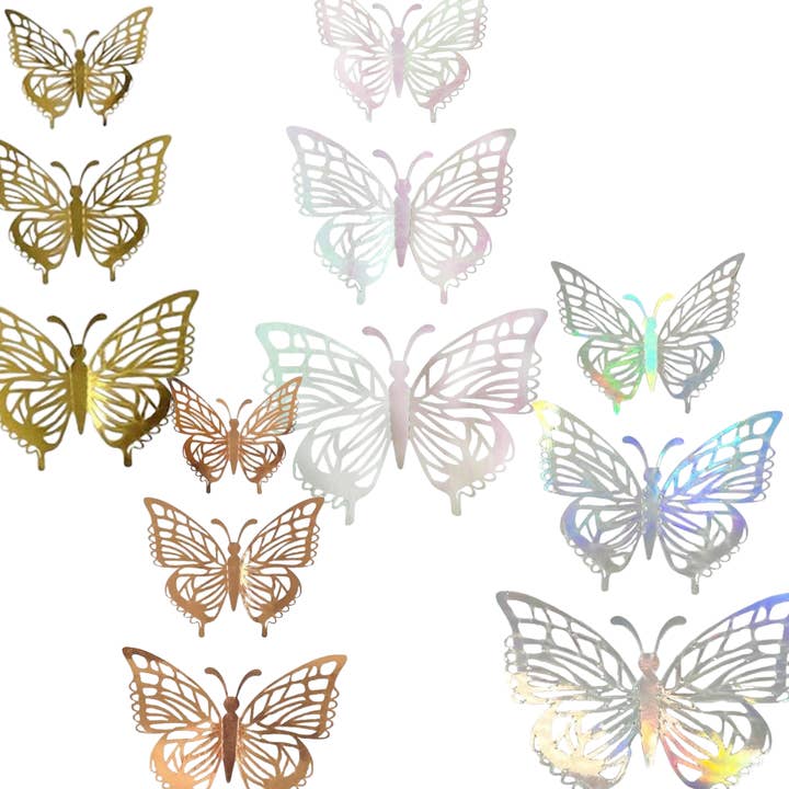 Angels Craft - Wholesale Craft Supplies - Foil Butterfly Embellishment, 12-ct (4 colors available)