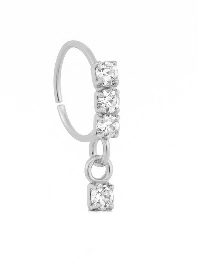 Brinco de Nariz Prateado com 3 Pedras para Nariz Perfurado por atacado de Ava’s Accessory Box