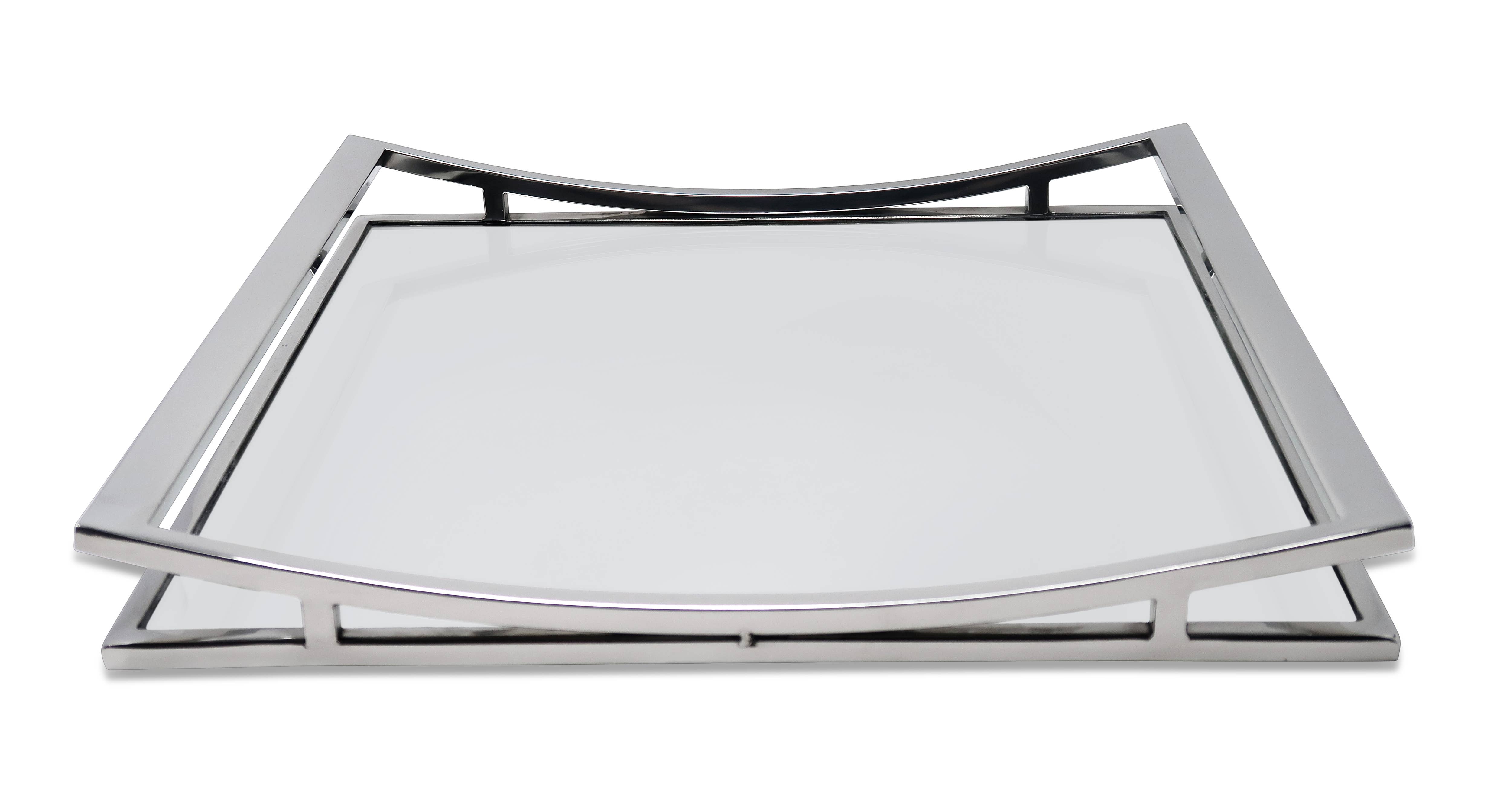 CLASSIC TOUCH DECOR INC. - Wholesale Decorative Tray - Square Mirror Tray with Silver Walls2