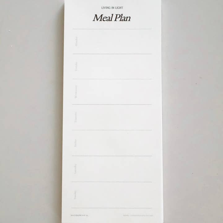 Living In Light - Wholesale Notepad - Living in Light Faith-Based Meal Planning and Prep Notepad