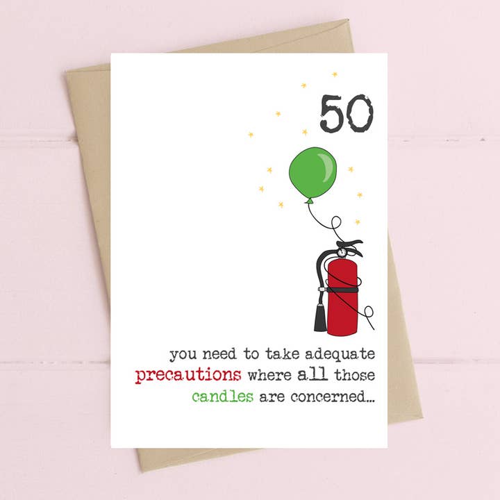 Dandelion Stationery - Wholesale Birthday Card - Fire Extinguisher - Age 50 - Greetings Card