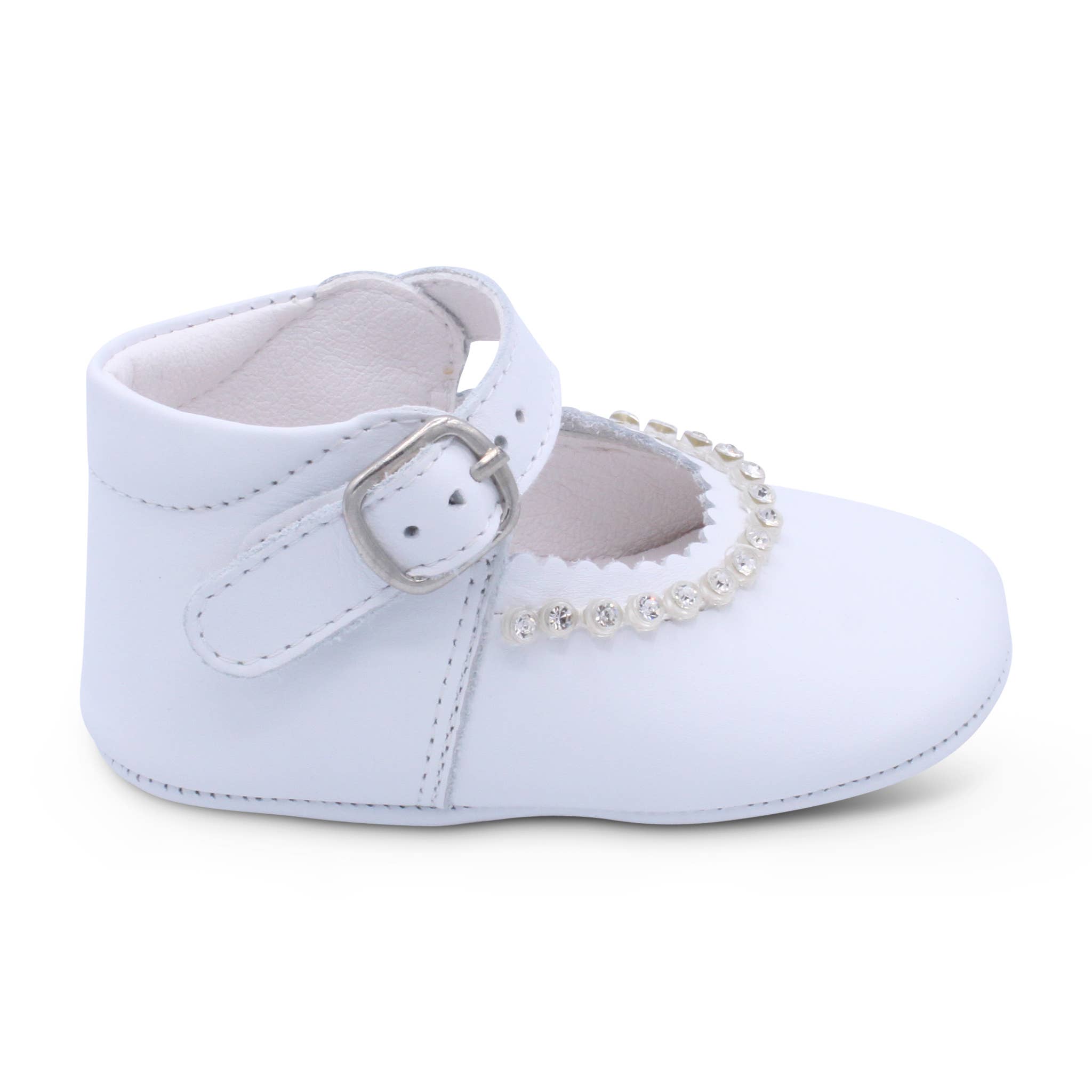 Borboleta – wholesale Cot shoes – Baby – Baby Girls Leather Soft Sole Bar Shoe with Diamante Detail6