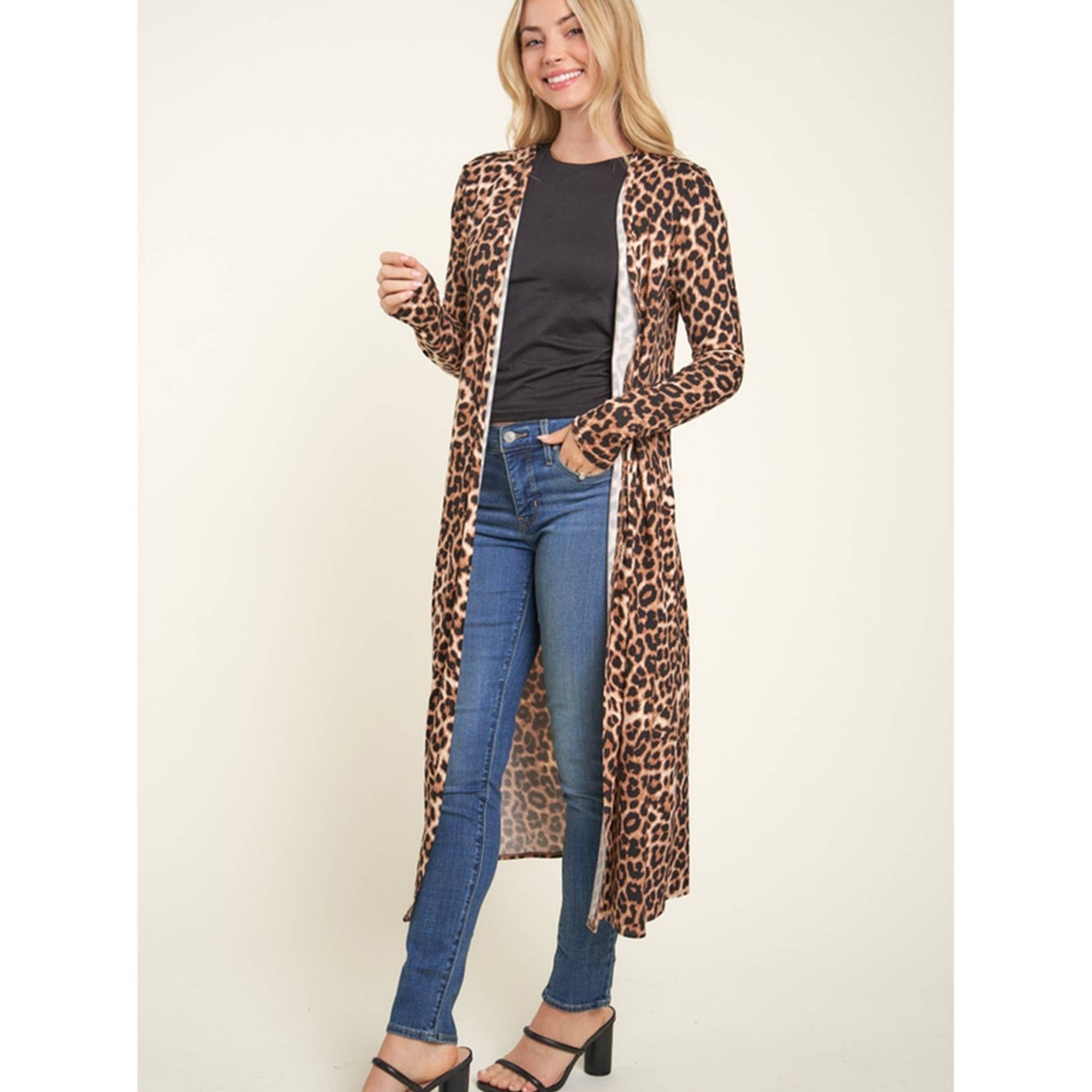Timeless - Wholesale Cardigan - Women's - Knee Length Printed Long Sleeve Cardigan8