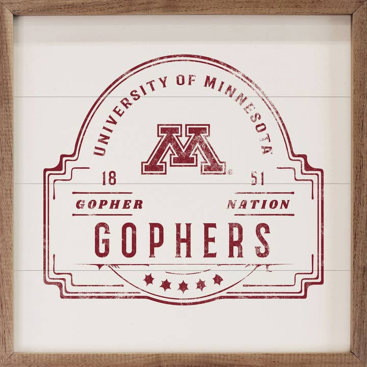 Vintage Stamp Wall Sign - University Of Minnesota for wholesale by Kendrick Home