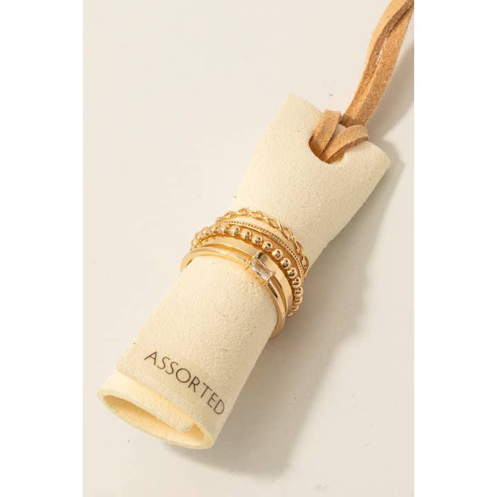Fame Accessories - Wholesale Band/Stacked Ring - 5Pc Mixed Band Rings Set