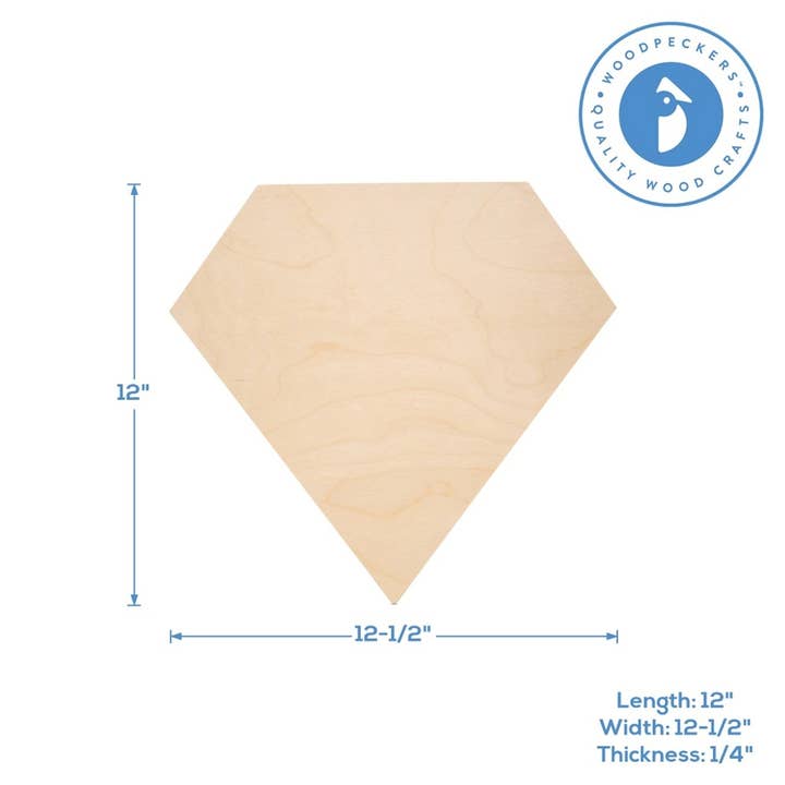 Woodpeckers Crafts - Wholesale DIY Craft Kit - Wood Diamond Shape Cutout, 12"2