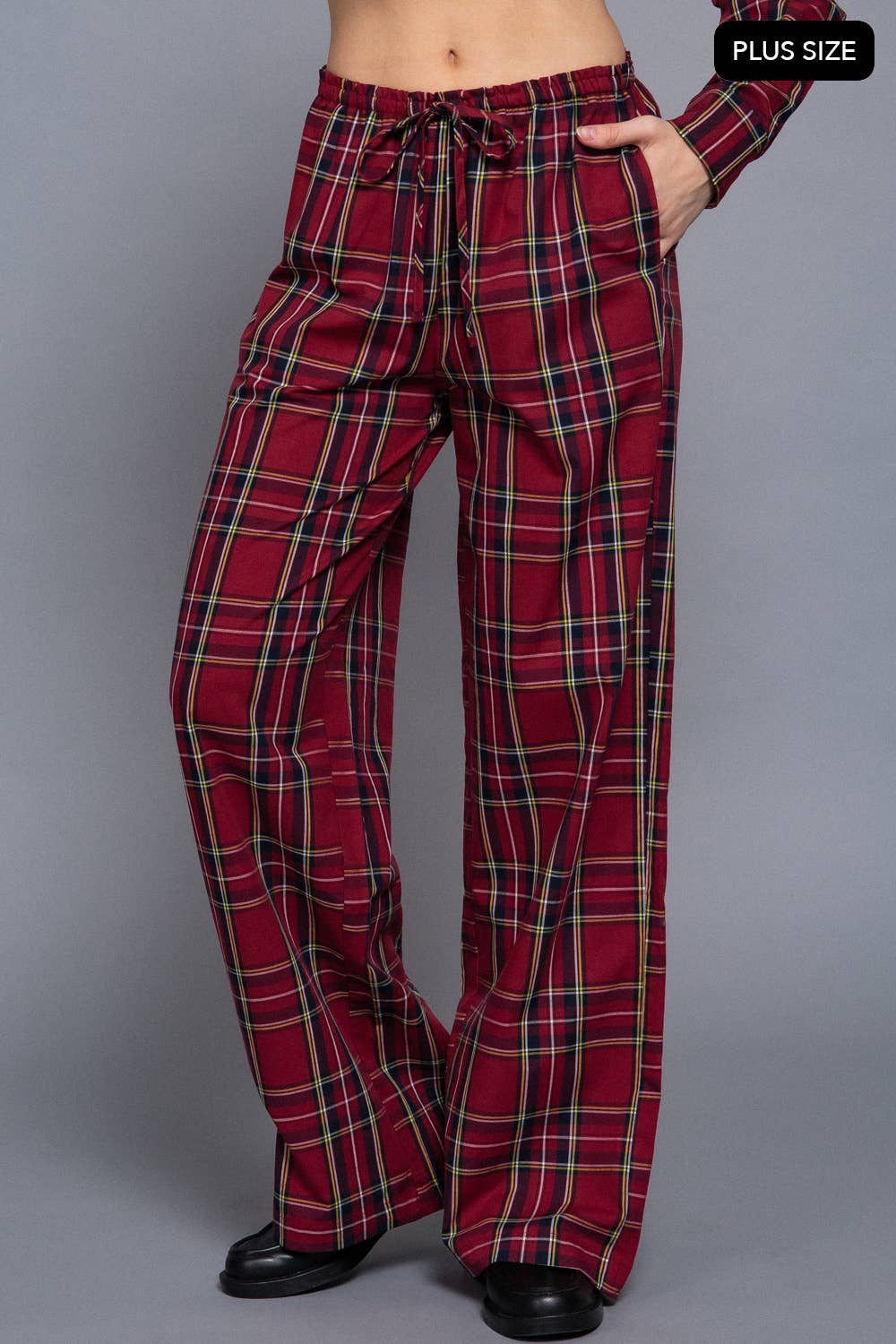 Active Basic | Active USA - Wholesale Pants - Women's - [PLUS SIZE] Wide Leg Plaid Woven Pants9