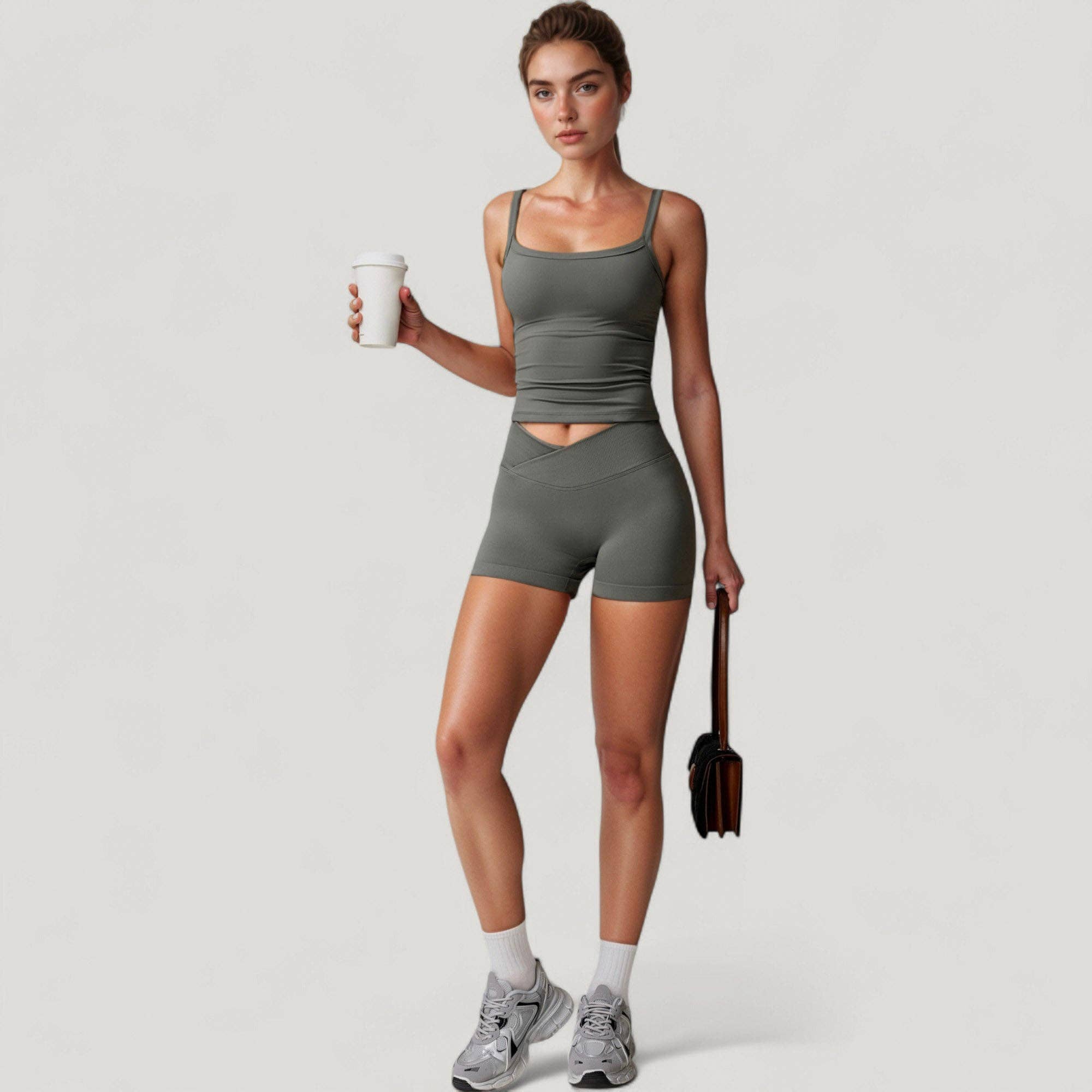 Active by Anna-Kaci – wholesale Athletic shorts – Women's – High Waist Seamless Ribbed Biker Shorts with Crossover Waist11