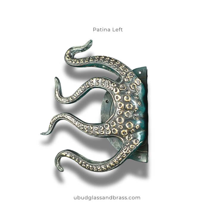 Ubud Glass – wholesale Knob/pull – Brass Octopus Door Handle – Solid Brass Entry Door Pull (Left or Right)