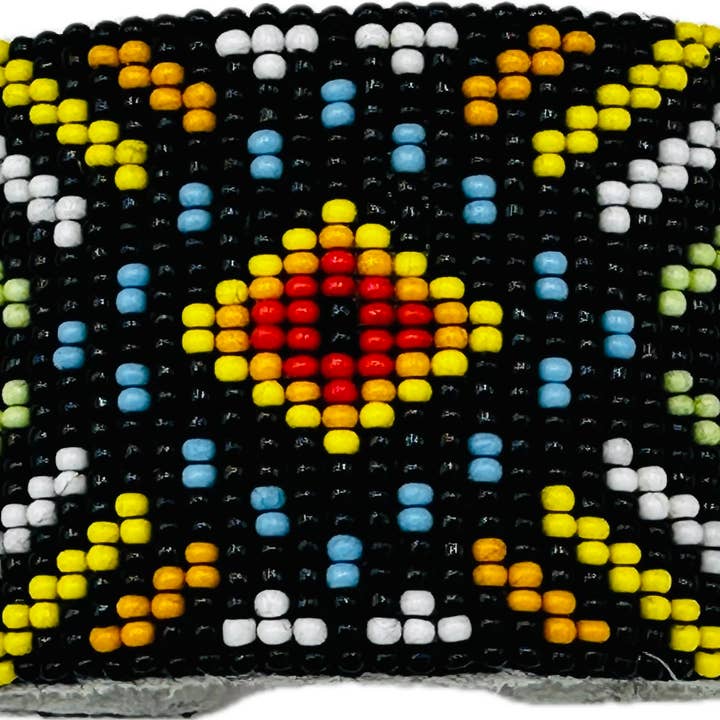 BEADS CORNER - Wholesale Cuff Bracelet - Handmade beaded Black Multicolored leather cuff bracelet2