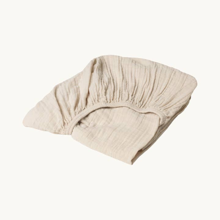 Muslin Fitted Sheet Beige for wholesale by Lubilu Copenhagen