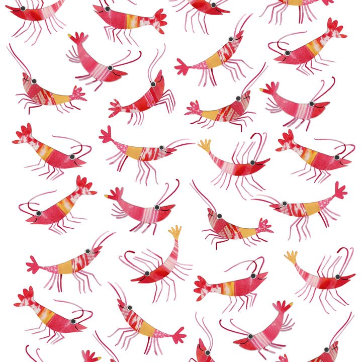Prawn Party Organic Cotton Tea Towel for wholesale by Sarah Millin