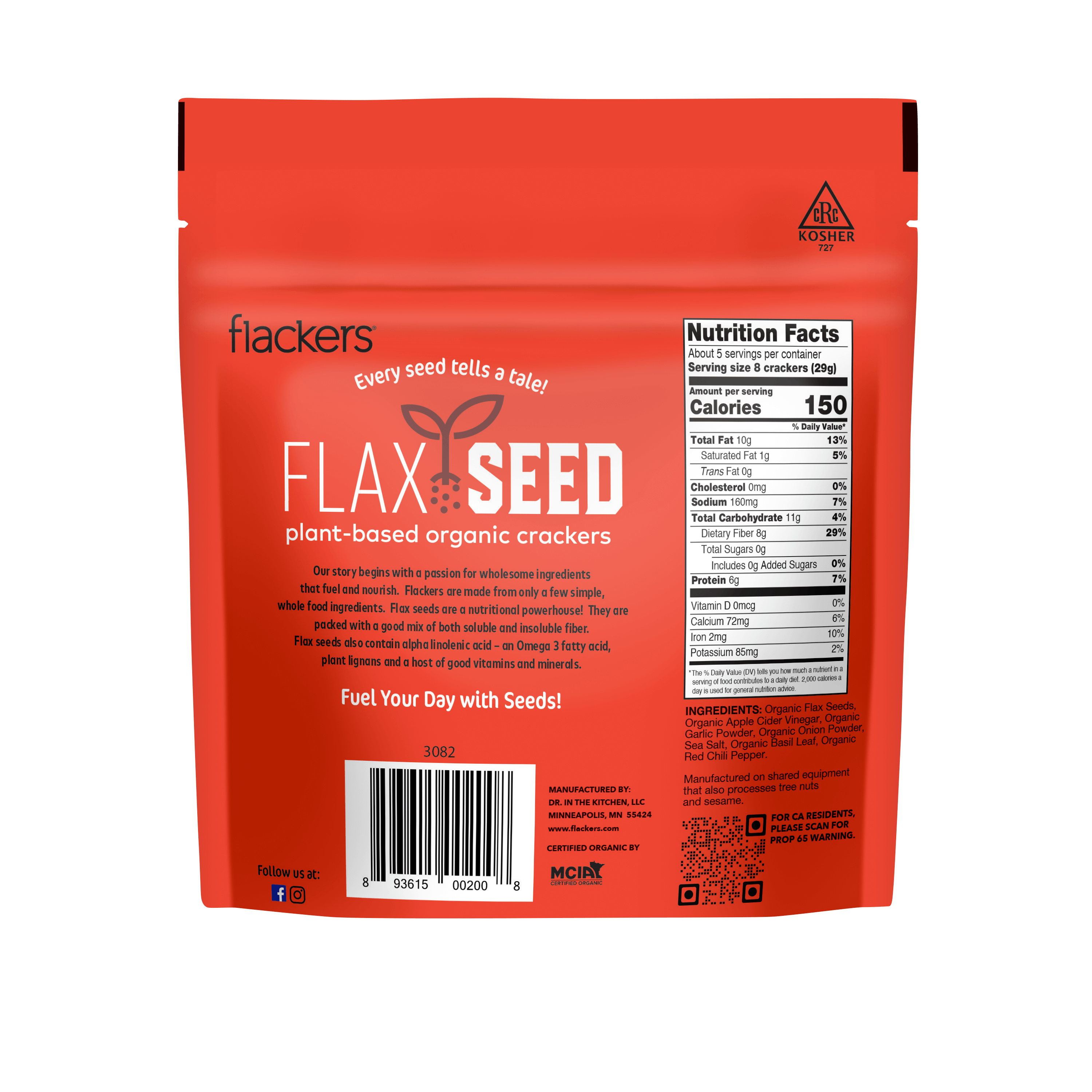 Dr. In The Kitchen, LLC - Wholesale Crackers - Flackers Organic Flax Seed Crackers, Savory4