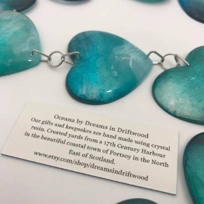 Oceana by Dreams in Driftwood - Wholesale Wall Accent - Blue Heart wall hanging garland | scottish | coastal gifts