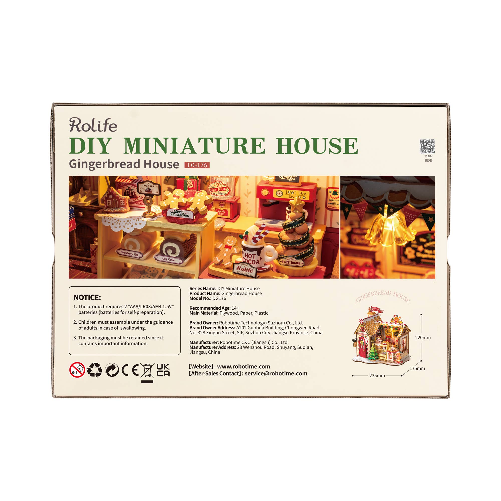 Robotime - Wholesale DIY Craft Kit - DG176 Rolife Gingerbread House Xmas DIY Miniature House2