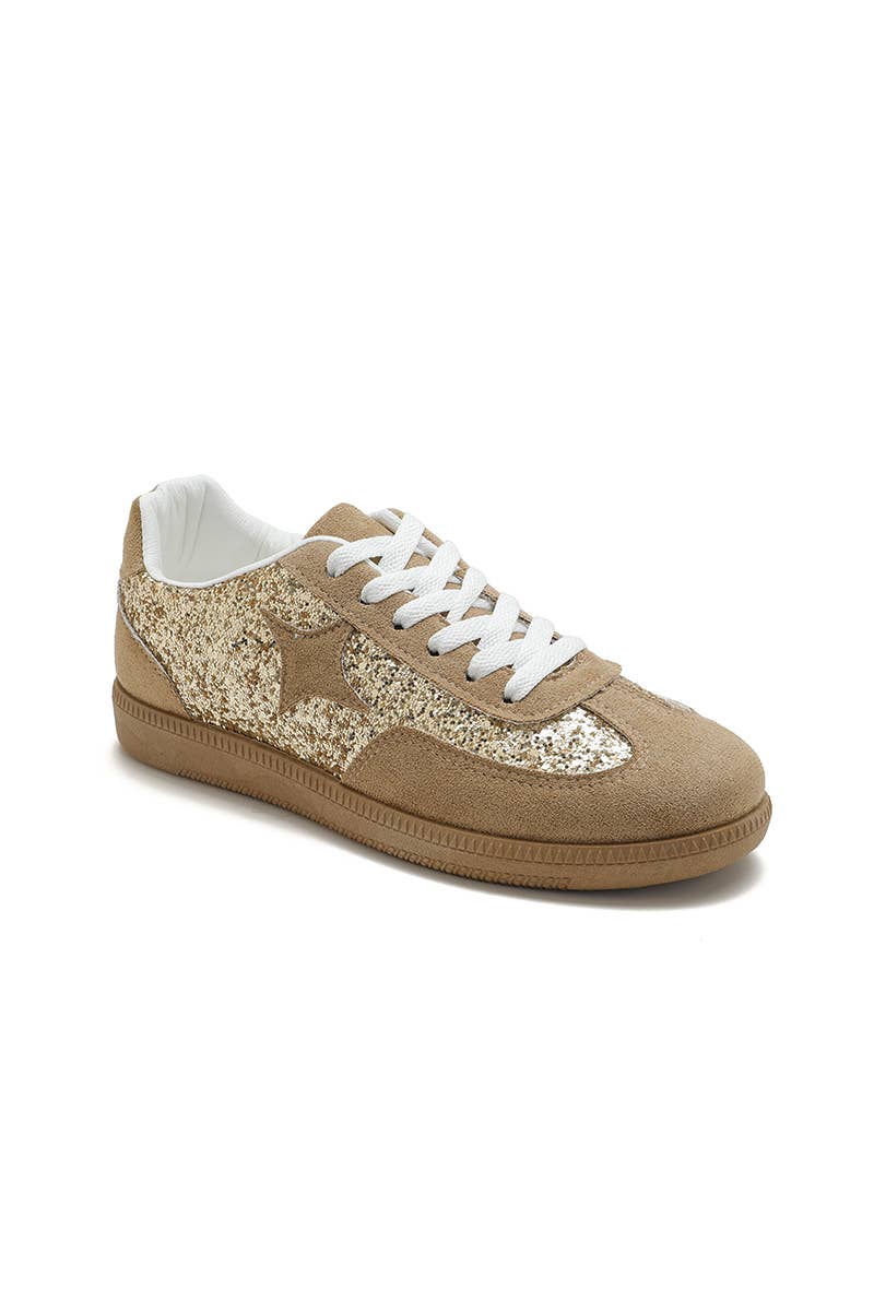 Joia Paris - Vente Baskets tendance – femme - Basket à lacets paillettes avec étoiles B-661211