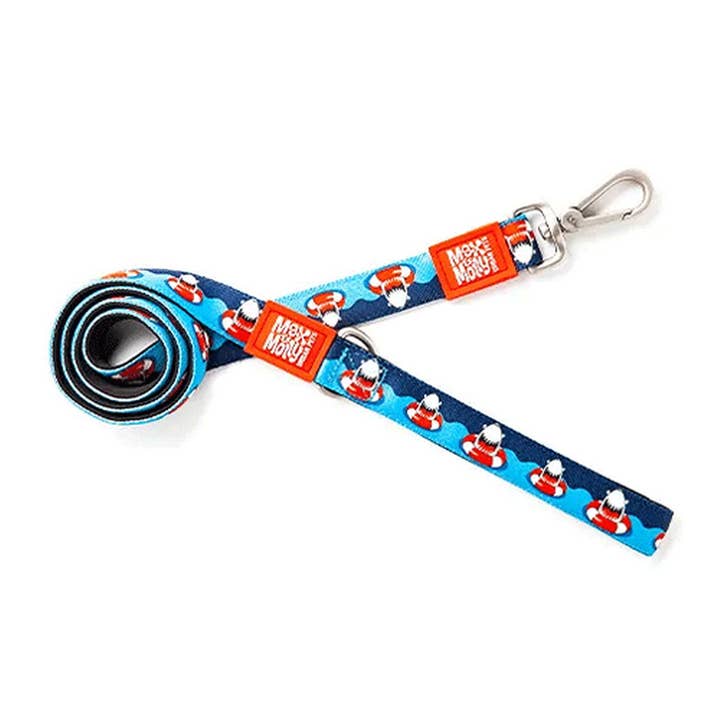 Laisse classique en néoprène Max&Molly Frenzy the Shark M 7/8" x 4 pour la vente par King Wholesale Pet Goods