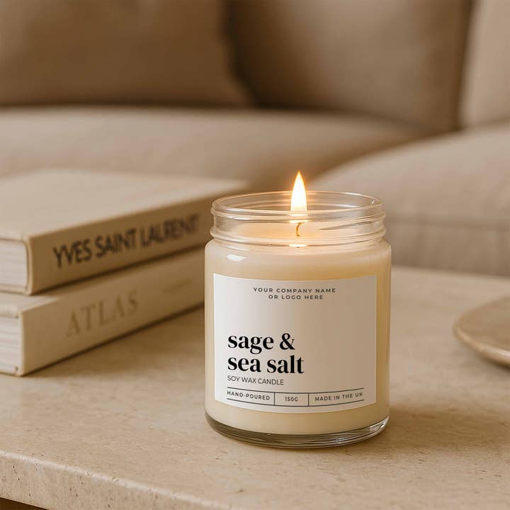 Candle Drop – wholesale Jar/filled candle – Label Style 3 | Wholesale White Label Soy Candle | Clear Jar6