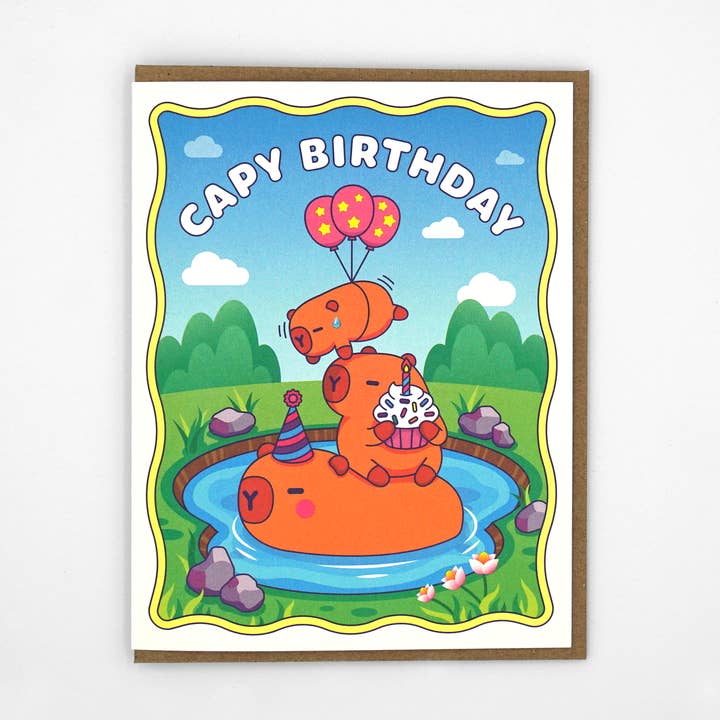 Biglietto di Auguri di Buon Compleanno Capy per la vendita all'ingrosso da parte di Dippy Fun