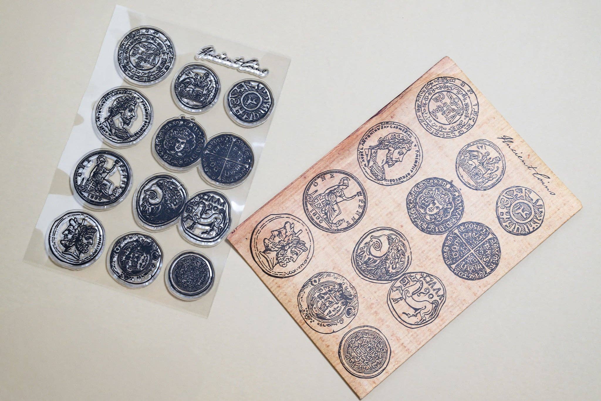 CoraCreaCrafts - Wholesale Rubber/Decorative Stamp - Ancient Coins Clear Stamp0