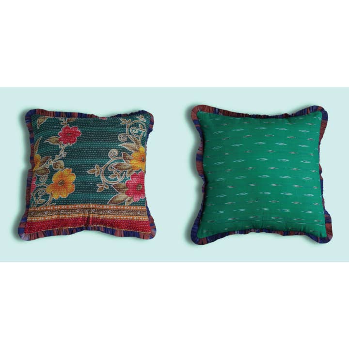 Annahmol - Wholesale Throw Pillow Cover - One of a Kind Vintage Kantha & Ikat Pillow 210