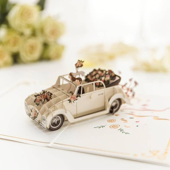 papercrush - Vendita all'ingrosso Partecipazioni di nozze - Biglietto pop-up auto per matrimoni | Biglietto di matrimonio 3D, biglietto di auguri4