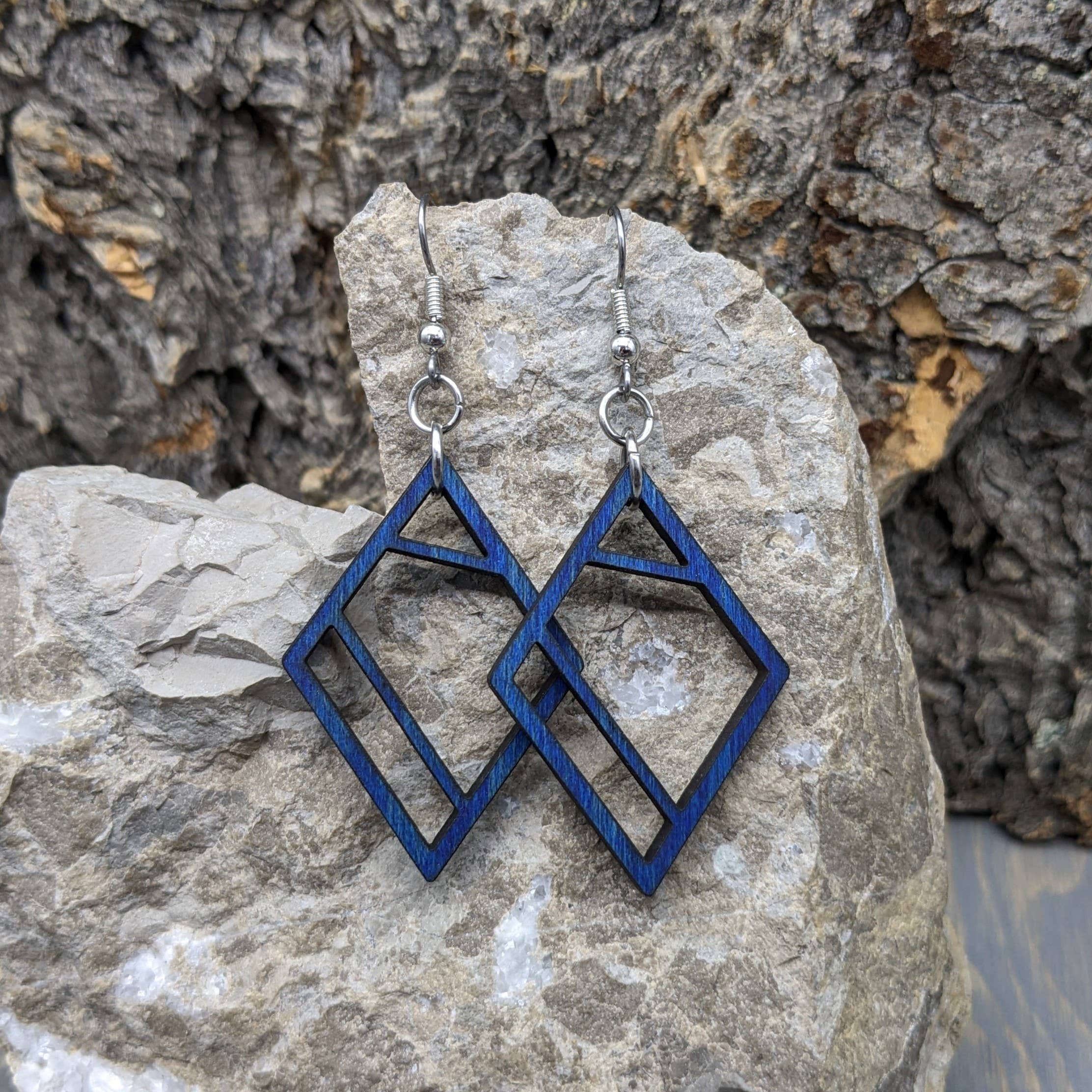 The Forest and Forge - Wholesale Dangle Earrings - Geometric Diamond Wood Earrings1