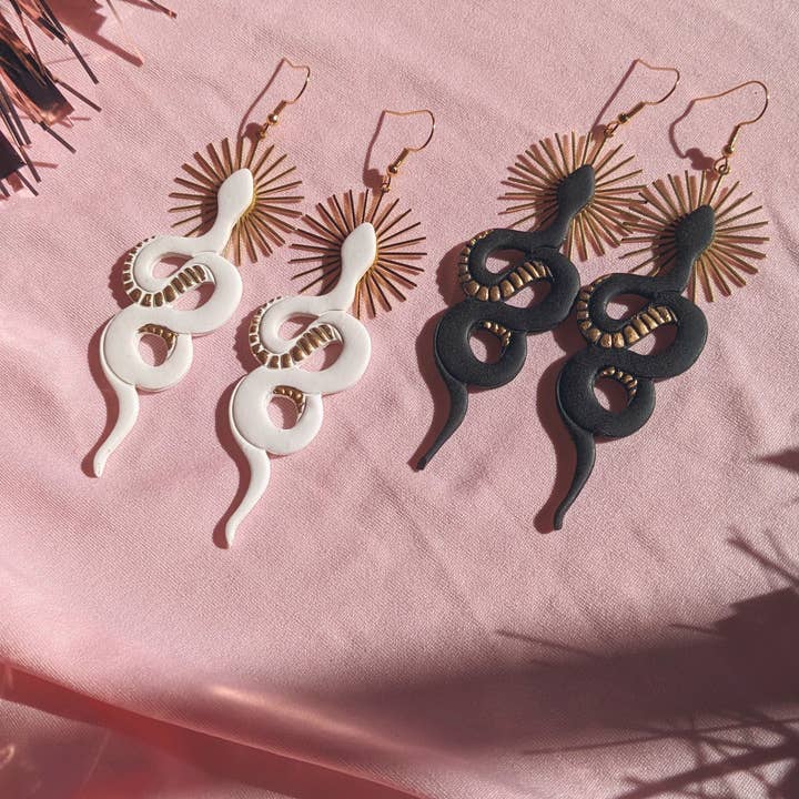 Xandra Page Co. - Wholesale Dangle Earrings - Divine Serpent Snake Earrings | Boho Polymer Clay Earrings