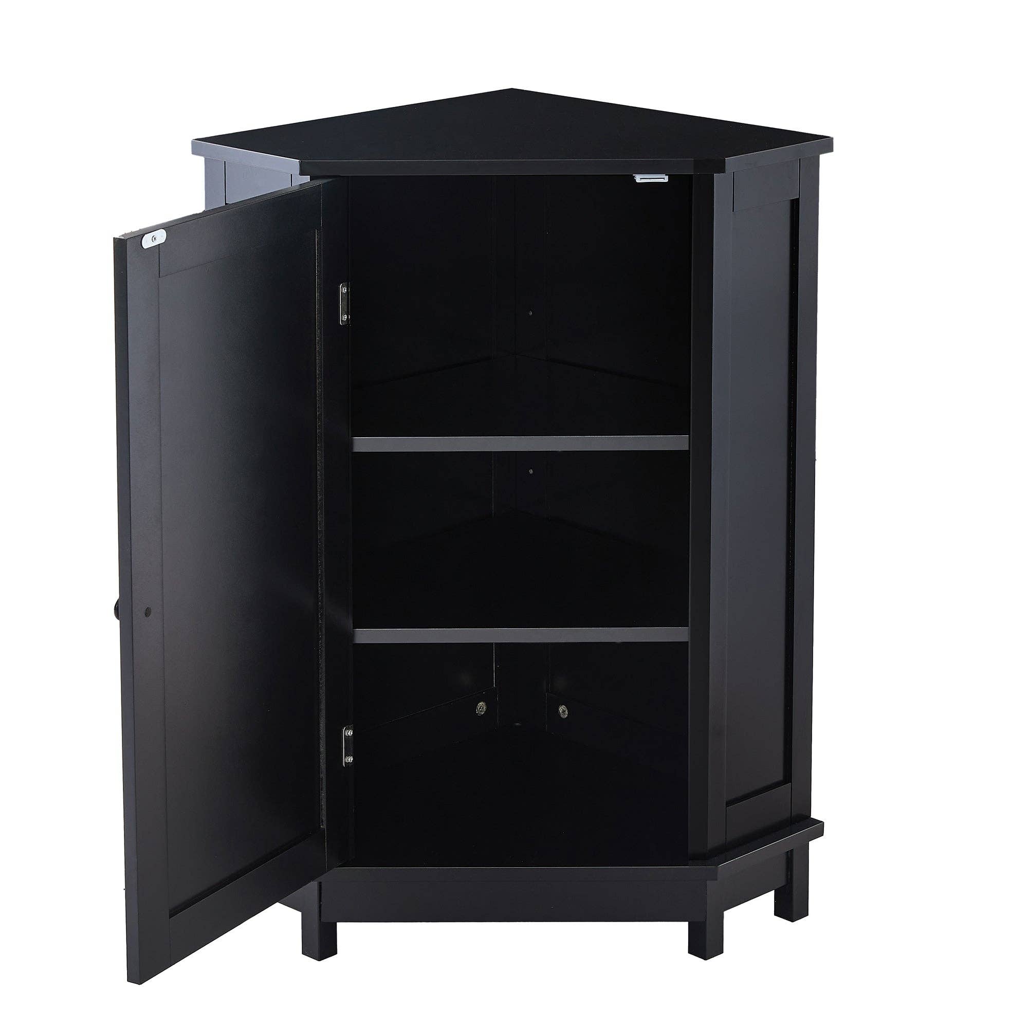 Orange County Decor - Wholesale Cabinet - Black Bathroom Cabinet Triangle Corner Storage Cabinet With Adjustable Shelf Modern Style Mdf Board Black Mdf15