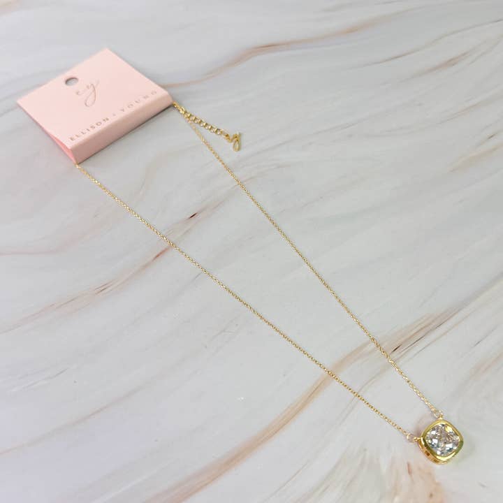 Ellison+Young – wholesale Pendant/charm necklace – Cushion Cut Bezel Diamond Necklace3