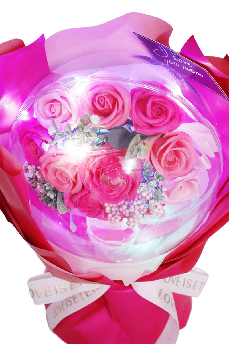 Cap Zone - Vendita all'ingrosso Fiori finti - Rose Globe, sapone Jumbo, bouquet di fiori con luci a LED7