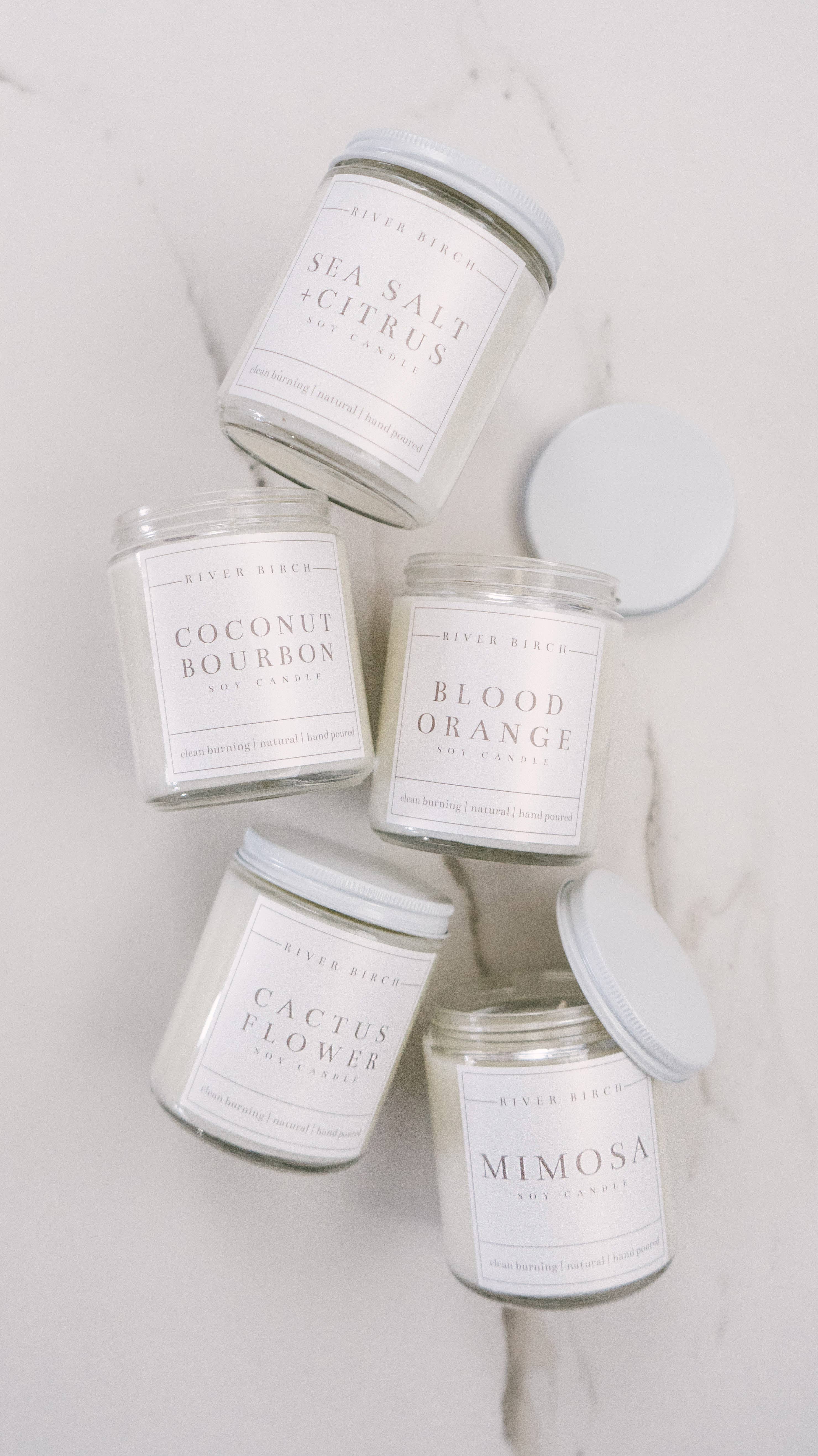 River Birch Candles - Venta al por mayor Velas en tarros - Vela de soja con flor de cactus de 8,5 oz, tarro transparente4