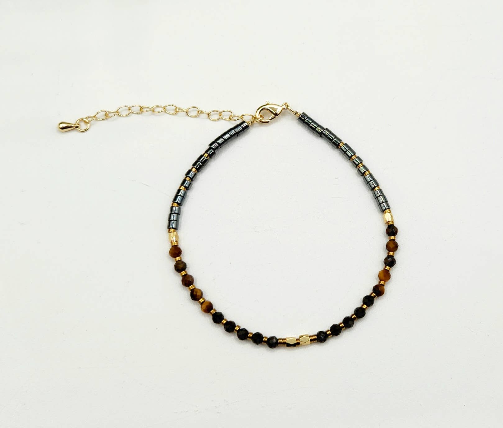 Meraki Gemstones - Venta al por mayor Pulsera de cuentas - PULSERA DE TRIPLE PROTECCIÓN-Obsidiana/Ojo de Tigre/Hematita 3mm4