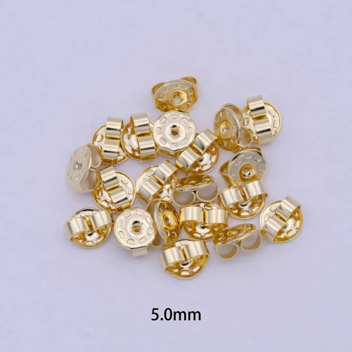 Aim Eternal - Wholesale Stud/Post Earrings - Gold Earring Backs for Studs Hypoallergenic Earring Backs Replacements Posts for Diamond Studs Droopy Secure Locking Earring Backs, 5mm K-3531