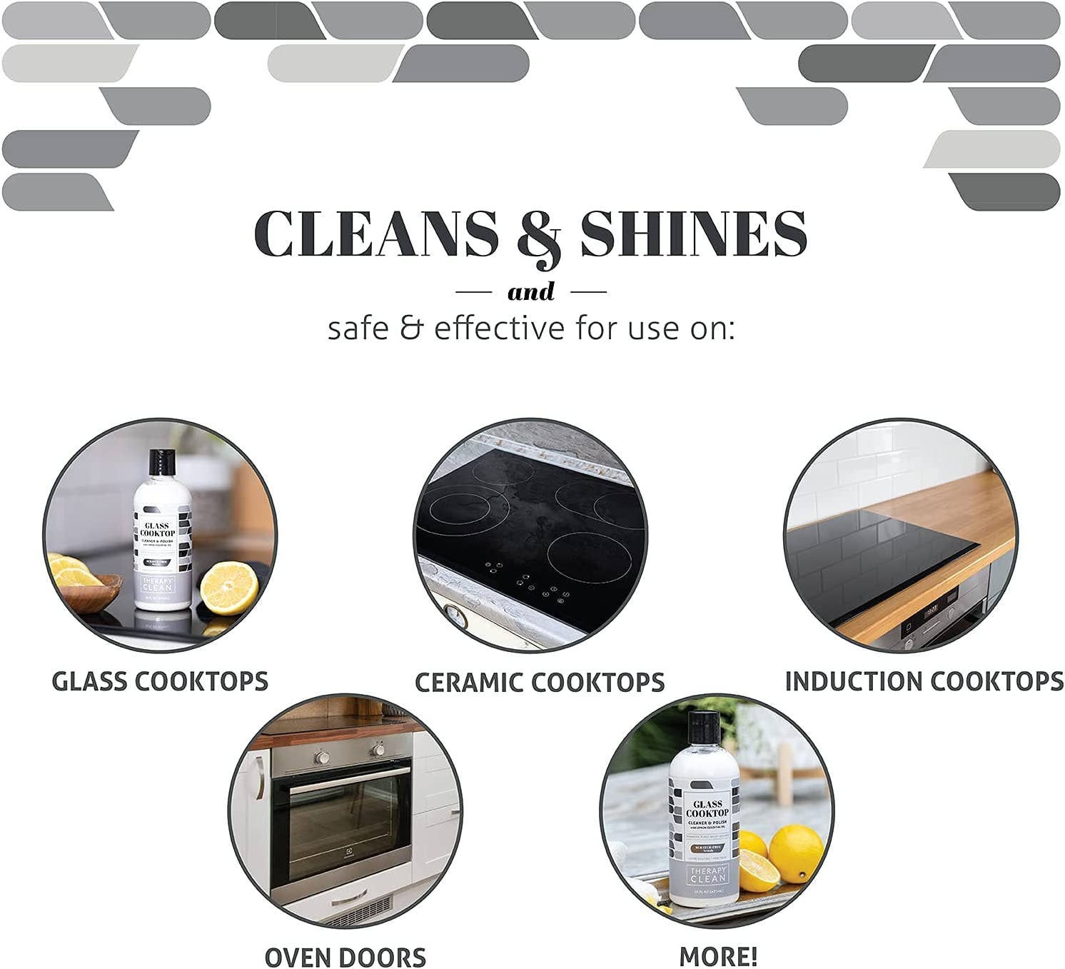 Therapy Clean - Vendita all'ingrosso Detergenti vetri - Detergente e lucidante per piano cottura in vetro, 16 oz3