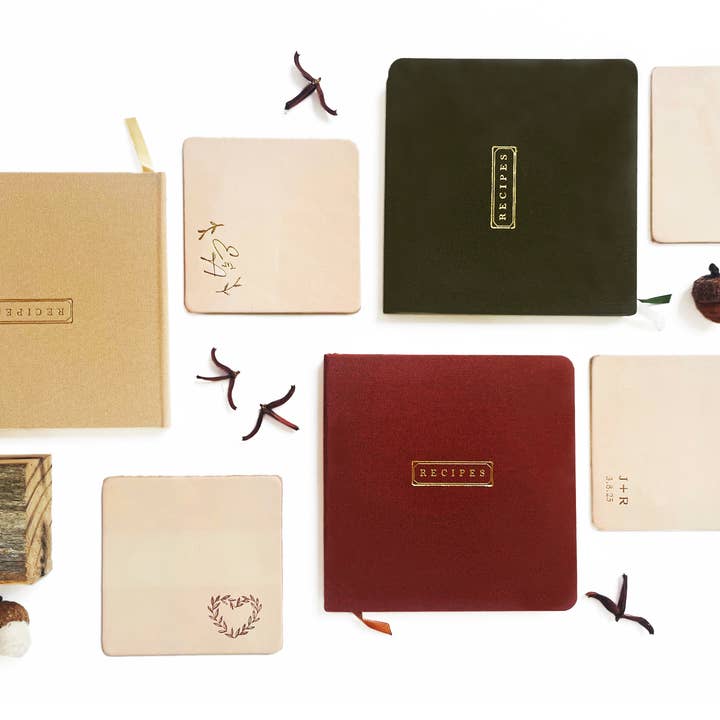 Studio Portmanteau - Wholesale Coasters - Foil Embossed Custom Text Genuine Leather Coaster Set7