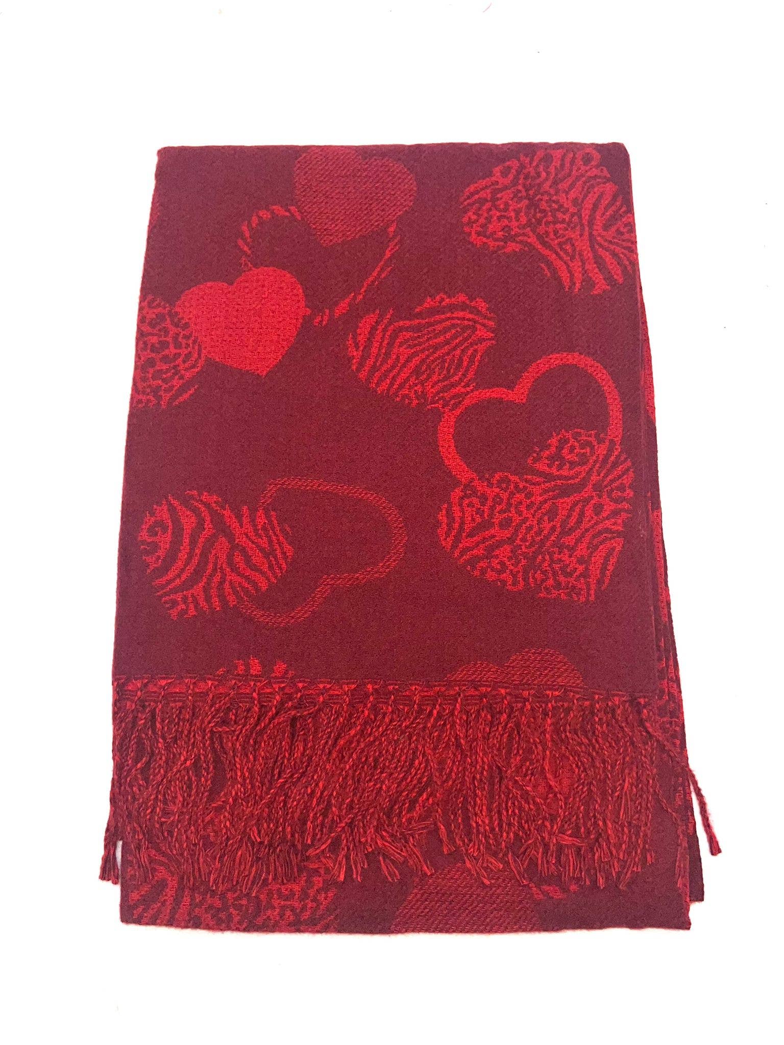 LINETA - Wholesale Scarf - Women's - HH-356 Reversible heart pattern scarf11