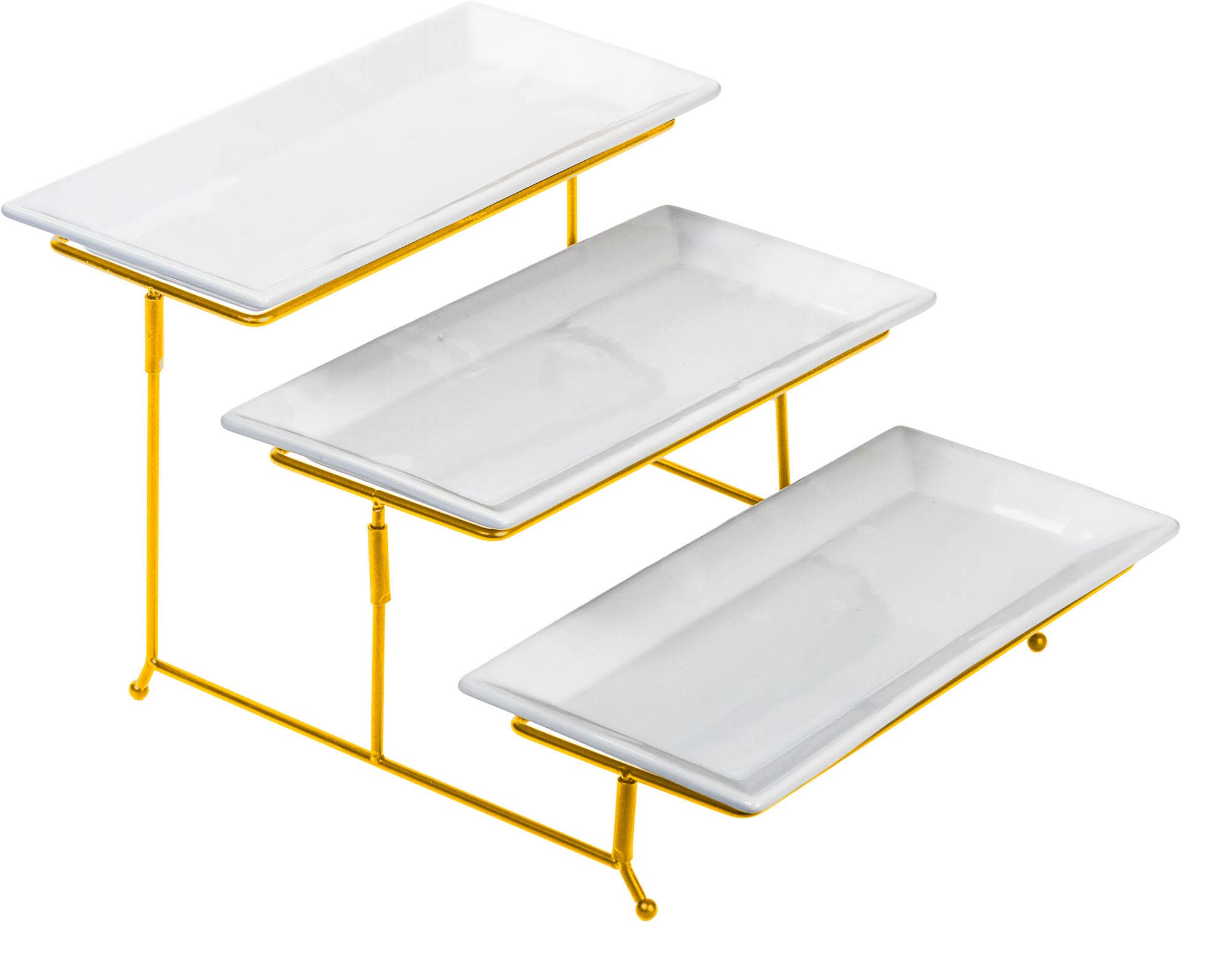 Lexi Home - Wholesale Platter - 3-Tier Rectangular Serving Platter - Gold Cupcake Tray Stand6