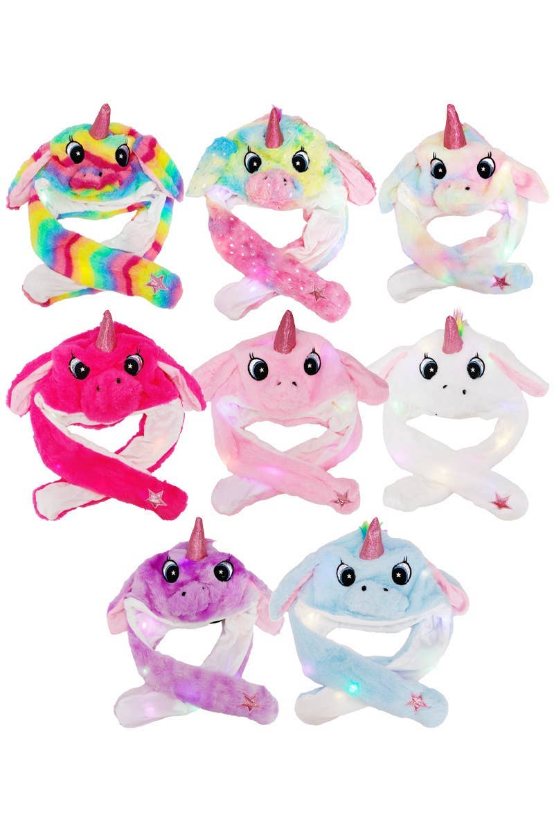 ASSORTED Unicorn Fluffy Fur Led Light-up Ear Moving Hat for wholesale on Faire1