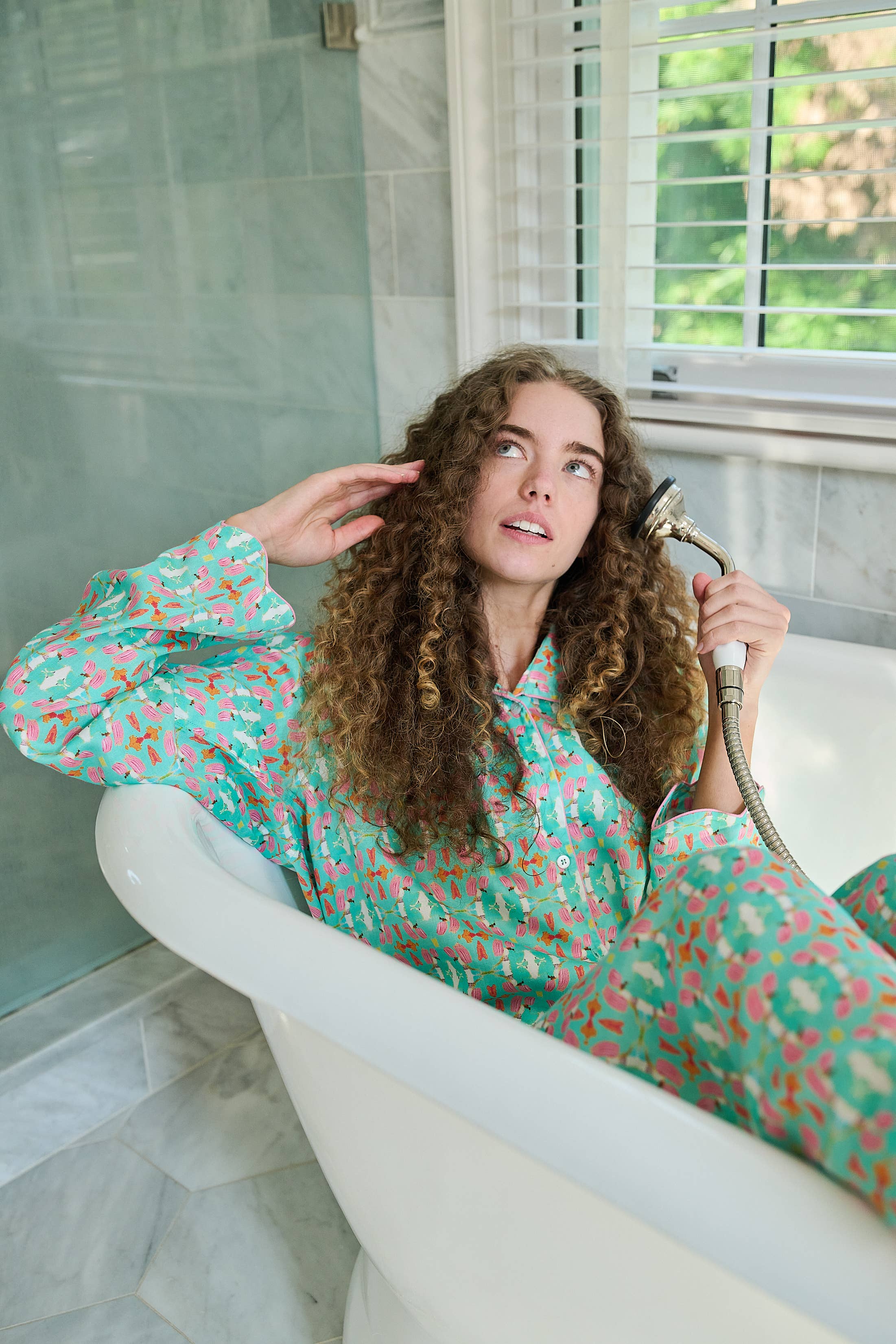 Brooks Avenue - Wholesale Sleepwear Set - Women's - Scalloped Pajama Set Long - Birds of Paradise1