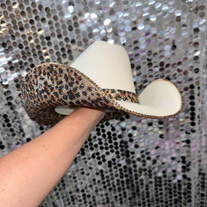 Rhinestone Cowgirl - Wholesale Cowboy Hat - Women's - Sand & Leopard Hat (Square Style)1