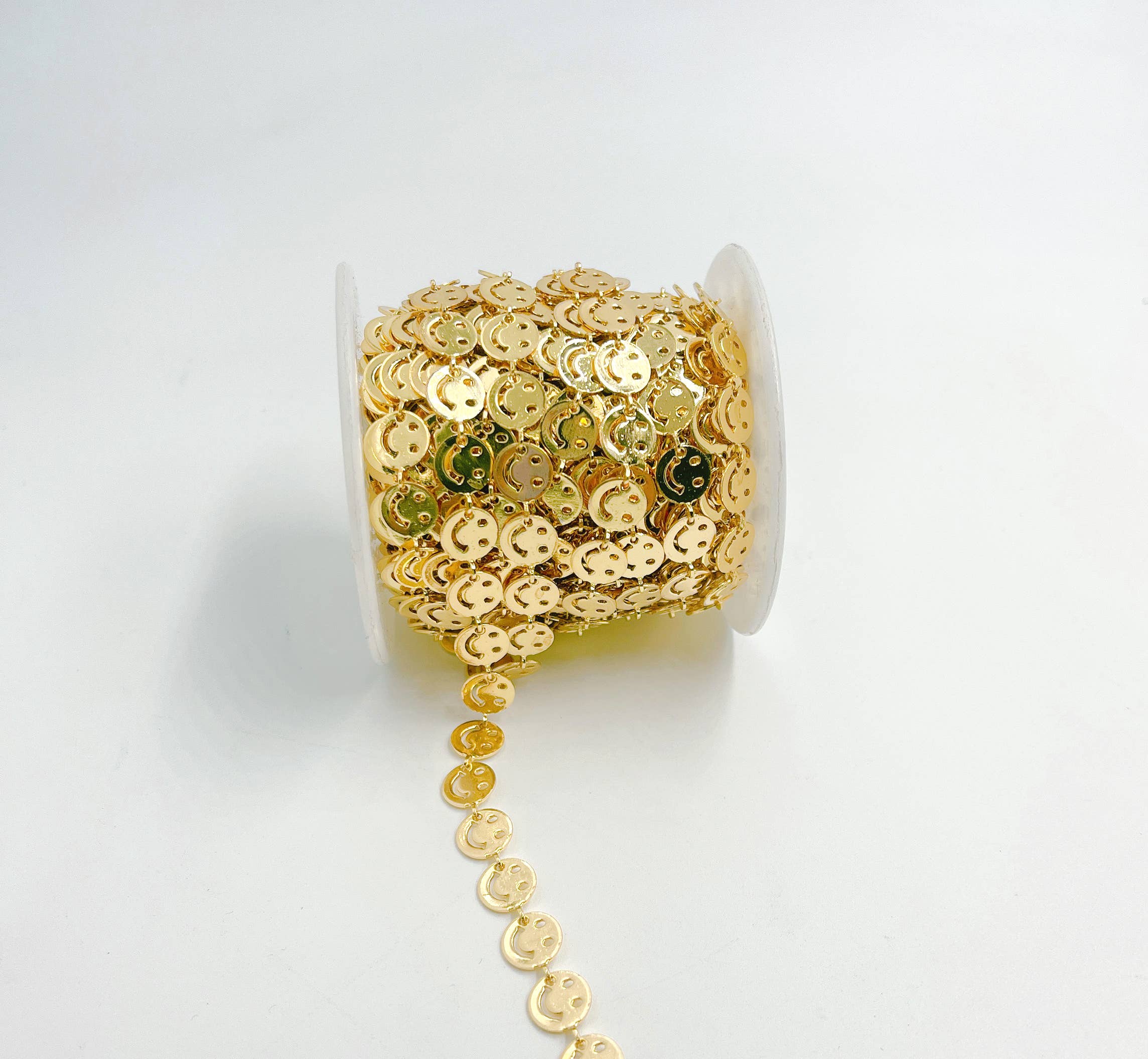 Beads Creation - Wholesale Craft Supplies - Gold Filled Happy Face Smiley Chain, Smiley Face Chain CH1964