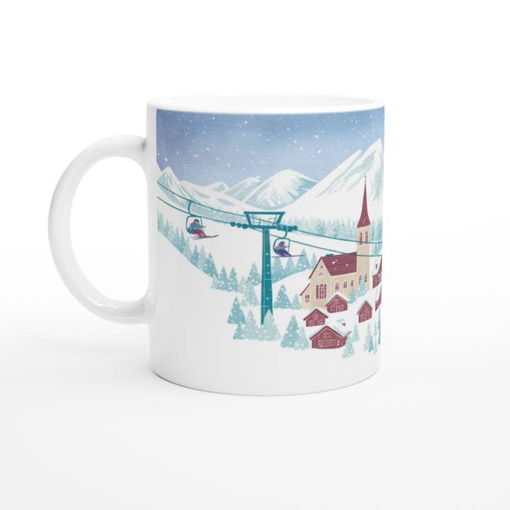 Winter Mountain Scene Ceramic Mug for Country Ski Enthusiasts for wholesale by Aminelle & Willow